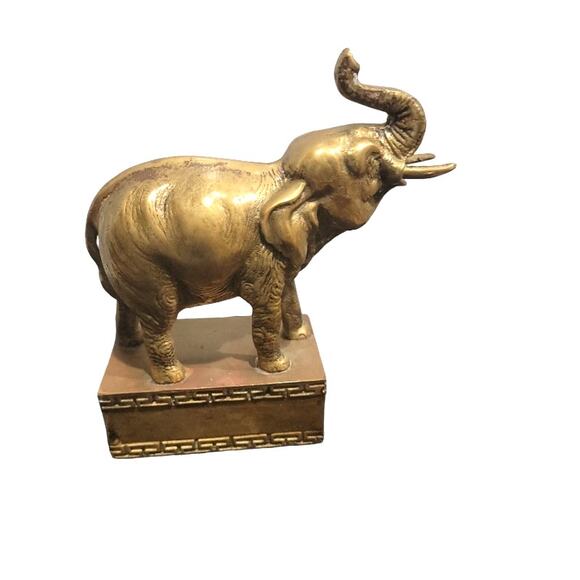 Brass Elephant Sculpture on Stand Decorative Weighted Mounted - Picture 1 of 9